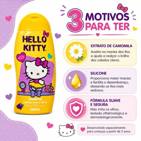 Shampoo Hello Kitty Cabelos Finos/Claros 260 ML Shampoo Hello Kitty Cabelos Finos/Claros 260 ML