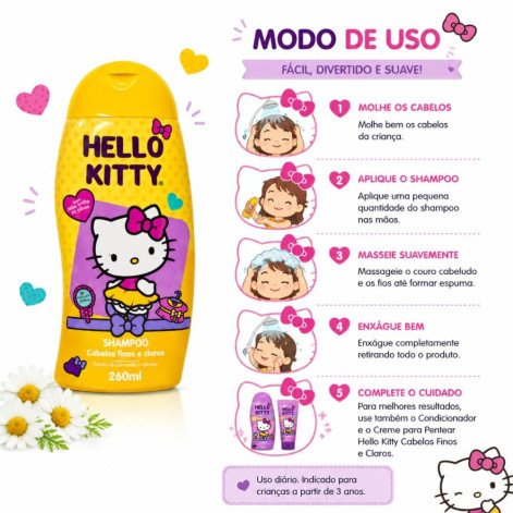 Shampoo Hello Kitty Cabelos Finos/Claros 260 ML Shampoo Hello Kitty Cabelos Finos/Claros 260 ML