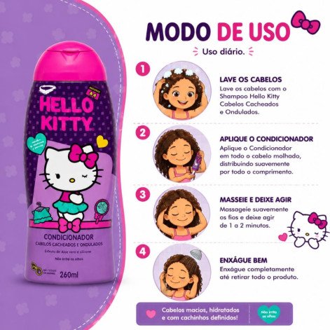 Condicionador Cabelos Cacheados e Ondulados Hello Kitty 260ml Cia da Natureza