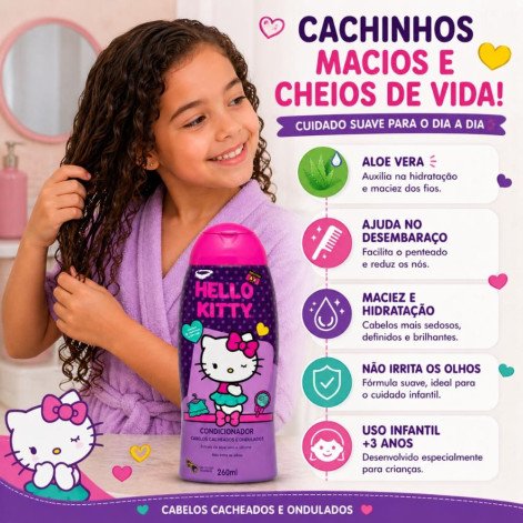 Condicionador Cabelos Cacheados e Ondulados Hello Kitty 260ml Cia da Natureza
