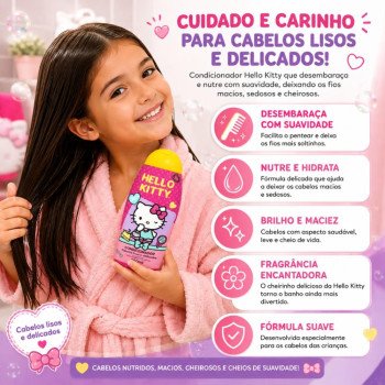 Condicionador Cabelos Lisos e Delicados Hello Kitty 260ml Cia da Natureza