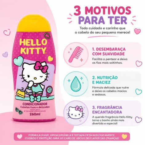 Condicionador Cabelos Lisos e Delicados Hello Kitty 260ml Cia da Natureza Condicionador Cabelos Lisos e Delicados Hello Kitty 260ml Cia da Natureza
