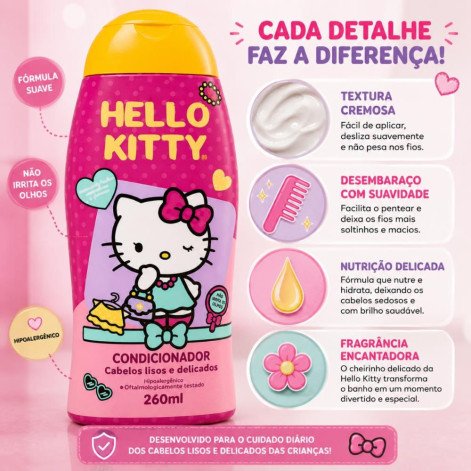 Condicionador Cabelos Lisos e Delicados Hello Kitty 260ml Cia da Natureza Condicionador Cabelos Lisos e Delicados Hello Kitty 260ml Cia da Natureza