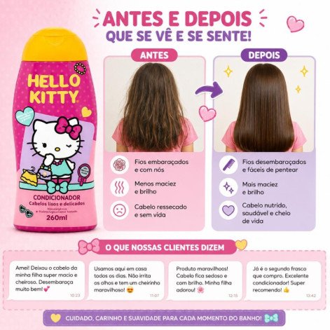 Condicionador Cabelos Lisos e Delicados Hello Kitty 260ml Cia da Natureza Condicionador Cabelos Lisos e Delicados Hello Kitty 260ml Cia da Natureza