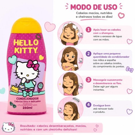 Condicionador Cabelos Lisos e Delicados Hello Kitty 260ml Cia da Natureza Condicionador Cabelos Lisos e Delicados Hello Kitty 260ml Cia da Natureza