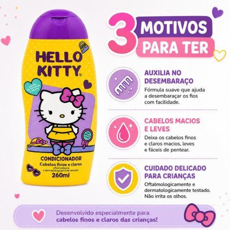 Condicionador Cabelos Finos e Claros Hello Kitty 260ml Cia da Natureza
