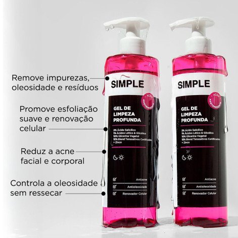 Gel de Limpeza Facial Simple Limpeza Profunda Antioleosidade 350g Gel de Limpeza Facial Simple Limpeza Profunda Antioleosidade 350g
