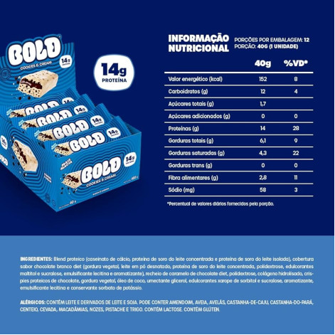 Barra De Proteína Bold Cookies & Cream 40g