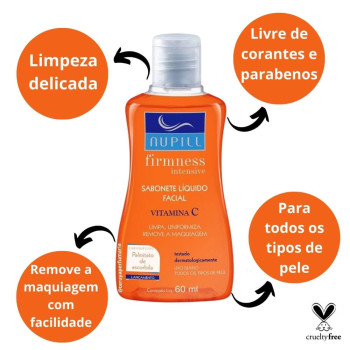  Sabonete Líquido Facial Nupill Vitamina C 60ml