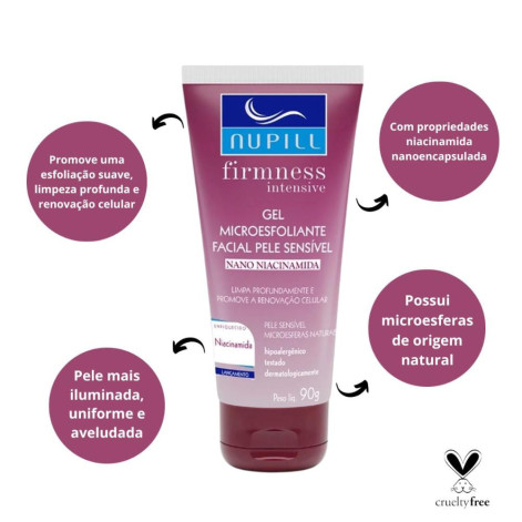 Gel Microesfoliante Pele Sensível Nupill Firmness Intensive Nano Niacinamida 90g Gel Microesfoliante Pele Sensível Nupill Firmness Intensive Nano Niacinamida 90g