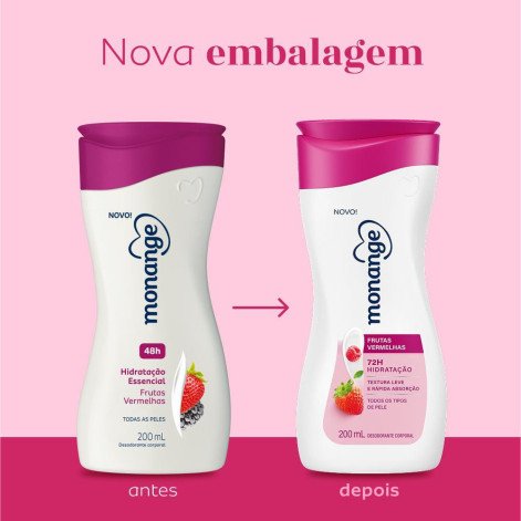 Hidratante Desodorante Monange Hidratação Nutritiva Frutas Vermelhas 200ml