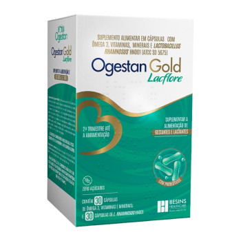 Suplemento Alimentar Ogestan Gold 30 Capsulas + Lacflore 30 Capsulas