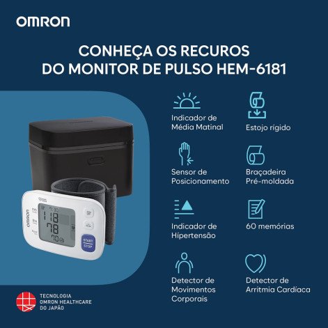Aparelho de Pressão Arterial de Pulso HEM-6181 Automático Omron 1 Unidade