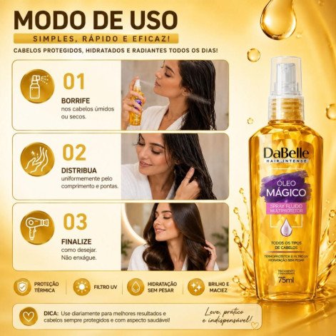 Spray Fluido Dabelle Óleo Mágico Multiprotetor 75ml
