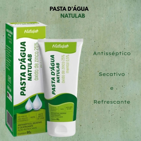 Pasta D´agua Óxido De Zinco 25% Mentol 0,5% 80g Natulab