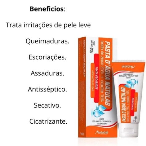 Pasta d'água com zinco e enxofre 80g bisnaga cicatrizante