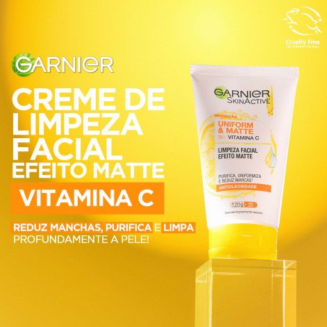 Sabonete Líquido Limpeza Facial Garnier Uniform & Matte Vitamina C Antioleosidade 120g