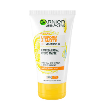 Sabonete Líquido Limpeza Facial Garnier Uniform & Matte Vitamina C Antioleosidade 120g