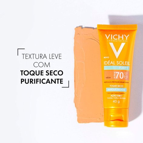Protetor Solar Facial Vichy Idéal Soleil Purify FPS70 Cor Média 40g