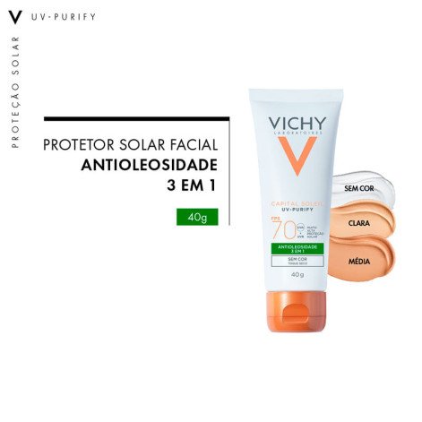 Protetor Solar Capital Soleil Vichy Purify FPS70 Sem Cor 40g