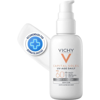 Protetor Solar Facial Vichy Capital Soleil UV-Age Dayly FPS60 Anti Idade 3 em 1 Sem Cor 40g