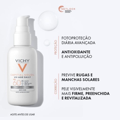 Protetor Solar Facial Vichy Capital Solei Uv-Age FPS60 Cor 2.0 40g Protetor Solar Facial Vichy Capital Solei Uv-Age FPS60 Cor 2.0 40g