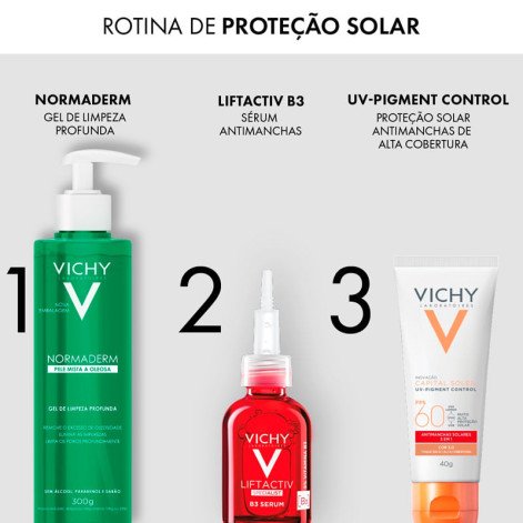 Protetor Solar Facial Vichy Capital Soleil UV-Pigment Control FPS 60 Antimanchas Solares 3 em 1 Cor 3.0 40g