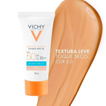 Protetor Solar Facial Vichy Hydra-Matte FPS50 Cor 2.0 30g