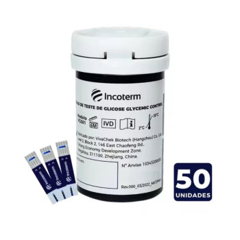Tiras De Teste De Glicose Incoterm Glycemic Control 50 Tiras