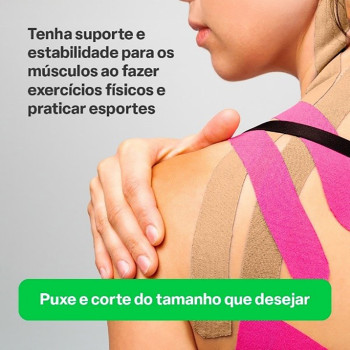 Fita Kinésio Multilaser Muscle Fix Bege 5cm X 5m