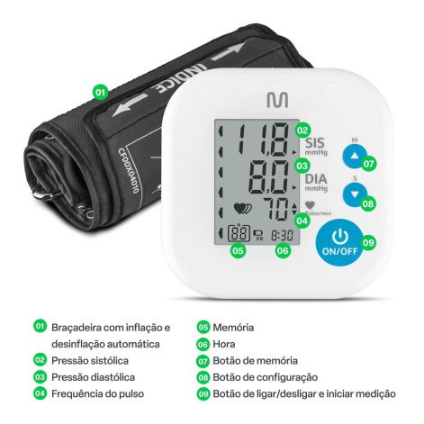 Monitor De Pressão Arterial Digital De Braço Multilaser Saúde 1 Unidade