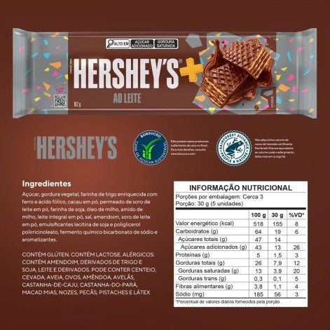 Wafer com Chocolate Ao Leite Hershey's 102g Wafer com Chocolate Ao Leite Hershey's 102g