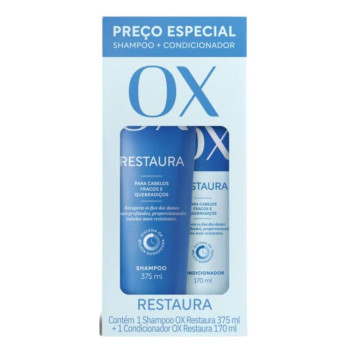 Kit Ox Restaura Cabelos Fracos e Quebradiços - Shampoo 375ml +  Condicionador 170ml