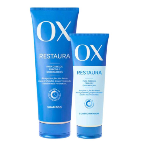 Kit Ox Restaura Cabelos Fracos e Quebradiços - Shampoo 375ml +  Condicionador 170ml