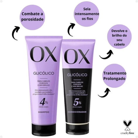 Kit OX Shampoo 200ml + Condicionador 170ml Glicólico