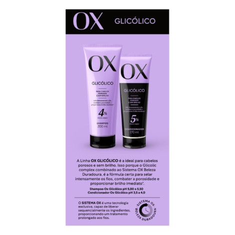 Kit OX Shampoo 200ml + Condicionador 170ml Glicólico