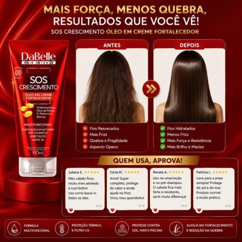 Óleo Em Creme Fortalecedor DaBelle Sos Crescimento Multifuncional 190ml