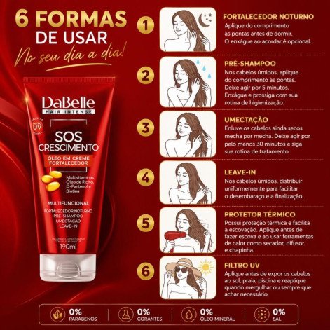 Óleo Em Creme Fortalecedor DaBelle Sos Crescimento Multifuncional 190ml