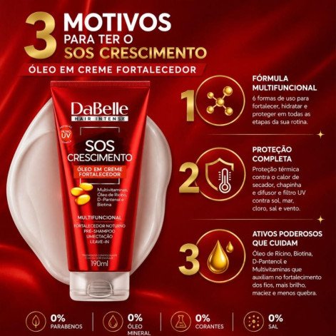 Óleo Em Creme Fortalecedor DaBelle Sos Crescimento Multifuncional 190ml