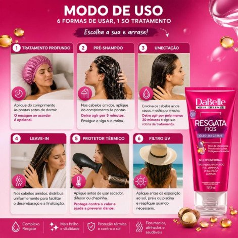 Óleo Em Creme DaBelle Resgata Fios Multifuncional 190ml
