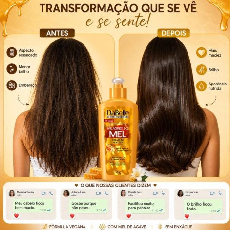 Creme De Pentear Dabelle 270g Milagres Do Mel