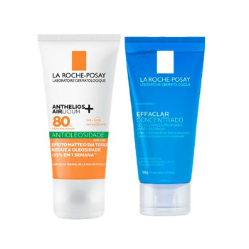 Kit Protetor Solar Facial La Roche-Posay Anthelios Airlicium Antioleosidade FPS80 Sem Cor 40g + Gel de Limpeza Profunda Effaclar Concentrado 50g