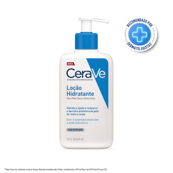 Loção Corporal CeraVe Hidratante com Ceramidas e Ácido Hialurônico Sem Perfume Pele Seca a Extra Seca 340ml