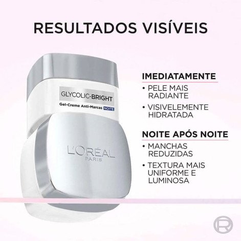 Gel-Creme Facial Anti-Marcas Noite L'oréal Paris Glycolic Bright 49g Gel-Creme Facial Anti-Marcas Noite L'oréal Paris Glycolic Bright 49g