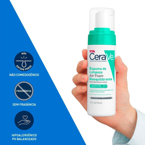 Espuma de Limpeza Facial Cerave Air Foam Reequilibrante 150ml Espuma de Limpeza Facial Cerave Air Foam Reequilibrante 150ml