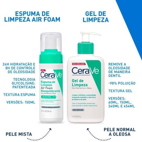 Espuma de Limpeza Facial Cerave Air Foam Reequilibrante 150ml Espuma de Limpeza Facial Cerave Air Foam Reequilibrante 150ml