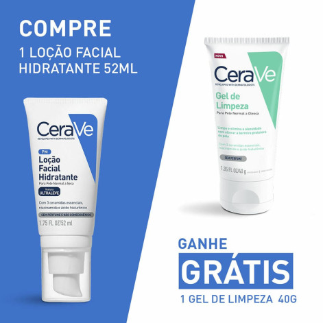 Kit CeraVe Loção Facial Hidratante 52ml + Gel de Limpeza 40g