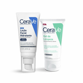 Kit CeraVe Loção Facial Hidratante 52ml + Gel de Limpeza 40g Kit CeraVe Loção Facial Hidratante 52ml + Gel de Limpeza 40g