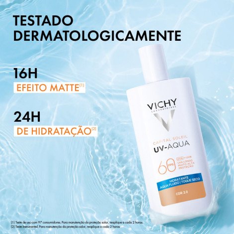 Protetor Solar Facial Efeito Matte 16h FPS 60 Vichy UV-AQUA Cor 2.0 40ml Protetor Solar Facial Efeito Matte 16h FPS 60 Vichy UV-AQUA Cor 2.0 40ml
