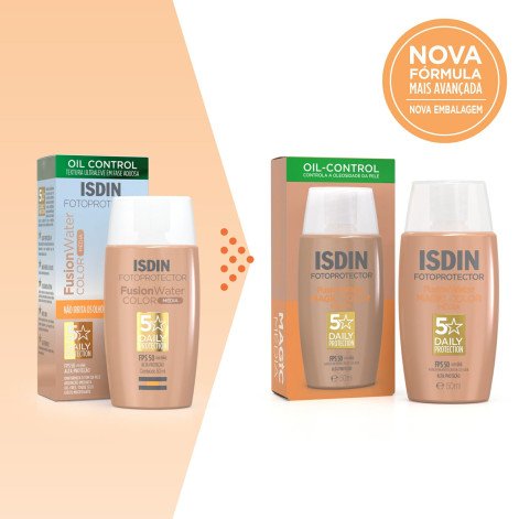Protetor Solar Facial Isdin Fusion Water Magic Color FPS50 Cor Média - 50ml